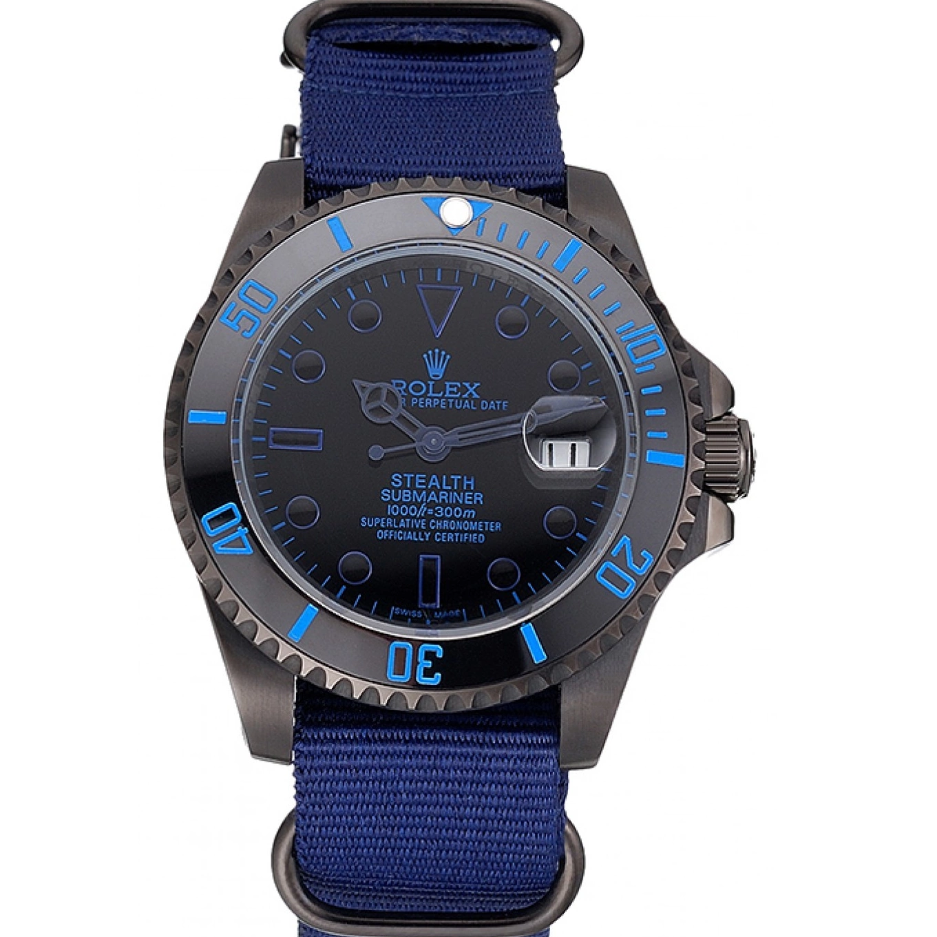 Good copy rolex watches Stealth Blue 622008 Nylon Rolex Submariner Strap 0523